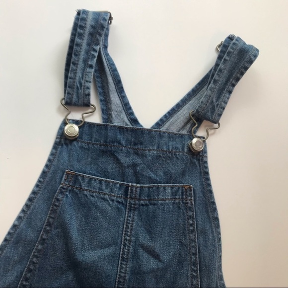 American Eagle Distressed Denim Overalls Shorts Shortalls XS EUC - Picture 4 of 11